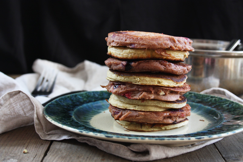 Healthy pancake recipes - blueberry and banana buckwheat pancakes 