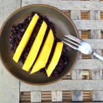 black coconut rice and mango porridge