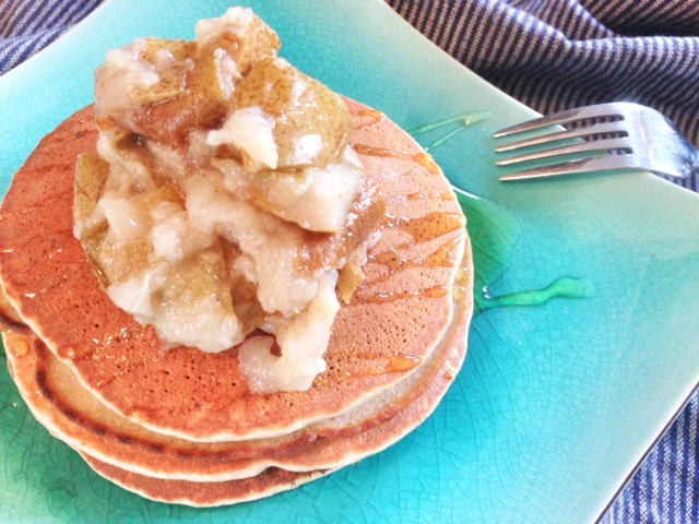 Buckwheat pancakes with spiced pears recipe