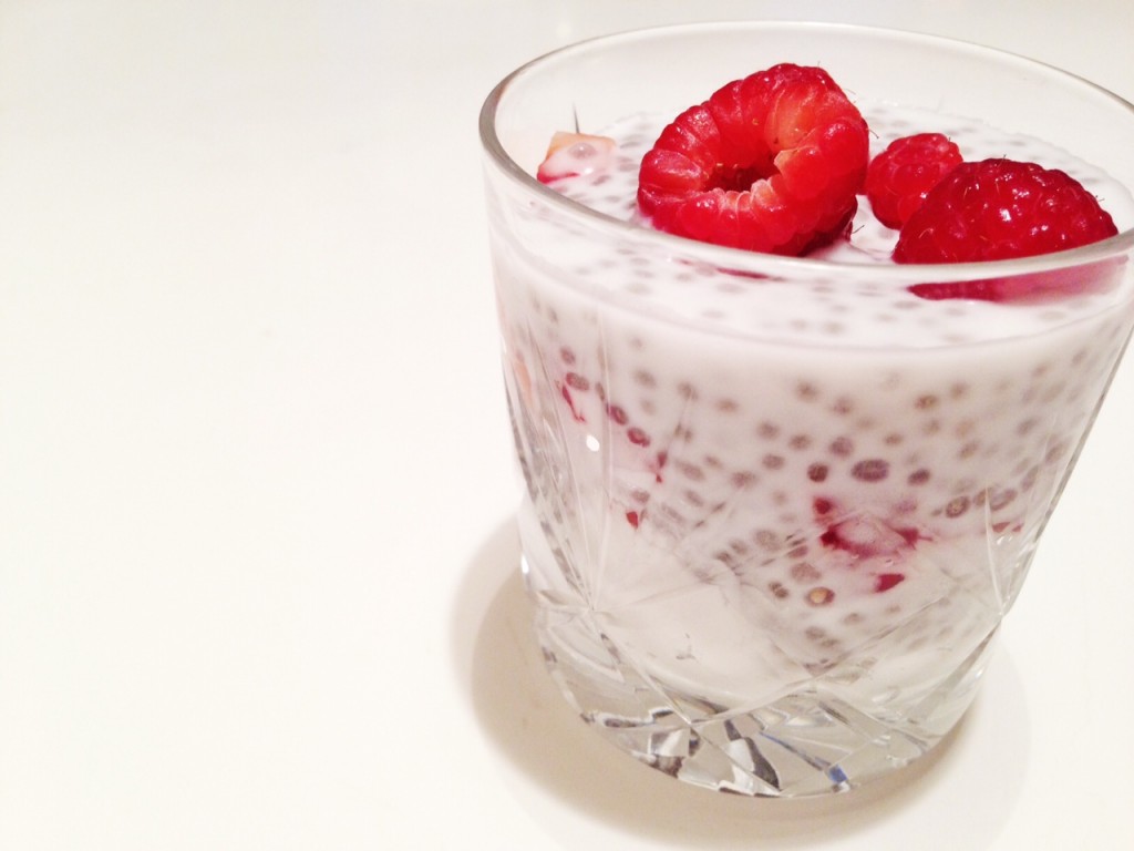 coconut yoghurt and chia layered fruit pots