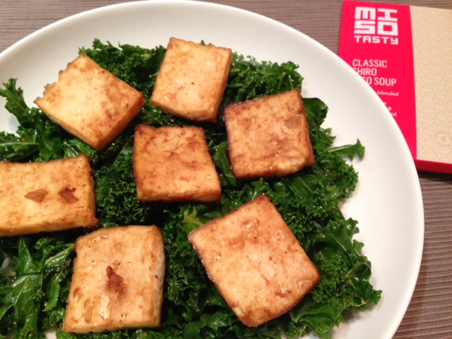 tofu and miso kale salad