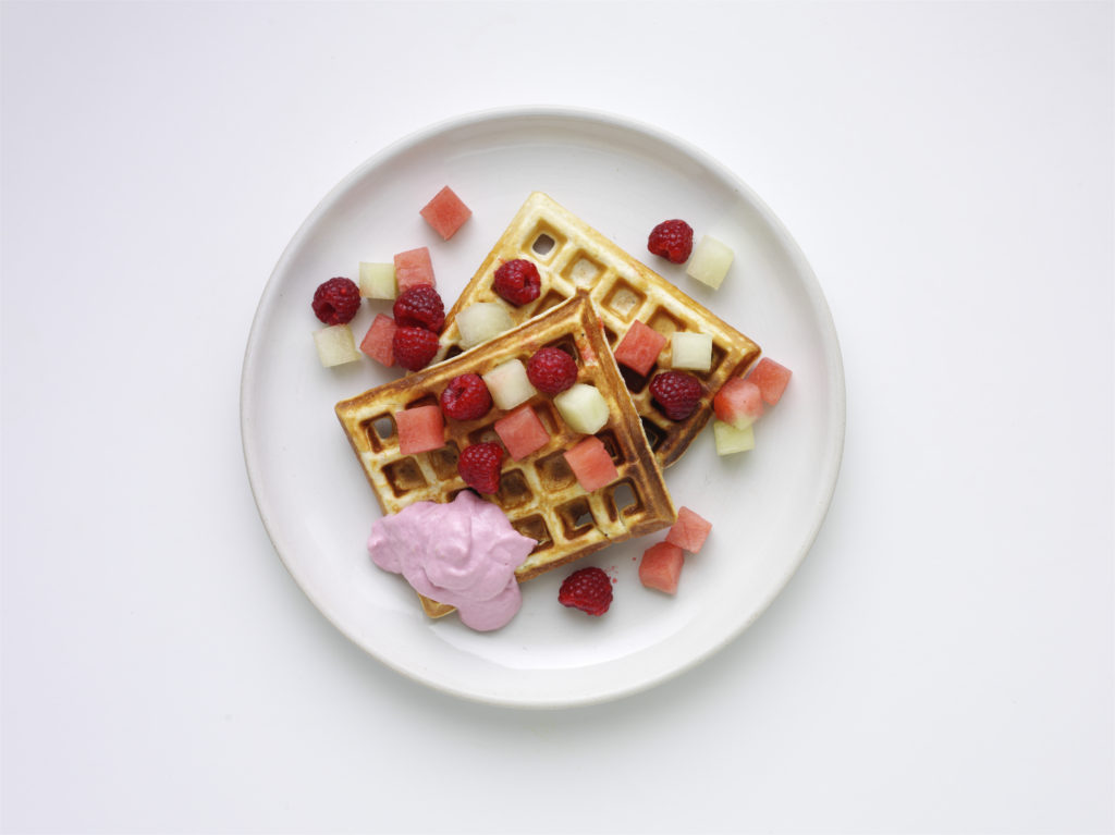 Strawberry Protein Waffles